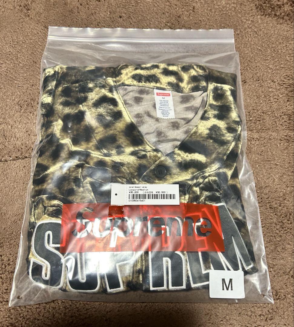トップス Supreme Velvet Baseball Jersey Leopard M