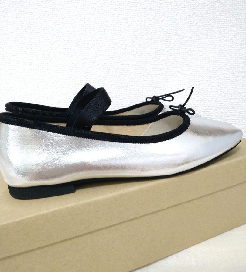 LE TALON ストラッププリーツバレエ 24 シルバー 箱付き ルタロン