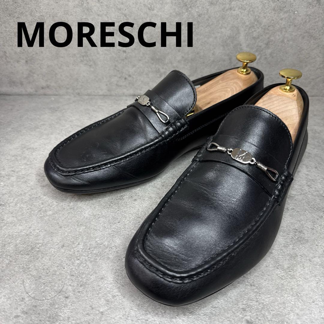 美品!MORESCHI モレスキー スクエアトゥ レザー ビットローファー