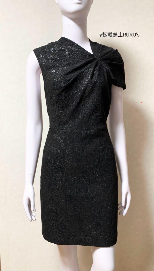 新品alice+olivia ラッフルスリーブ ジャカード ワンピースドレス 新品alice+olivia ラッフルスリーブ ジャカード ワンピースドレス