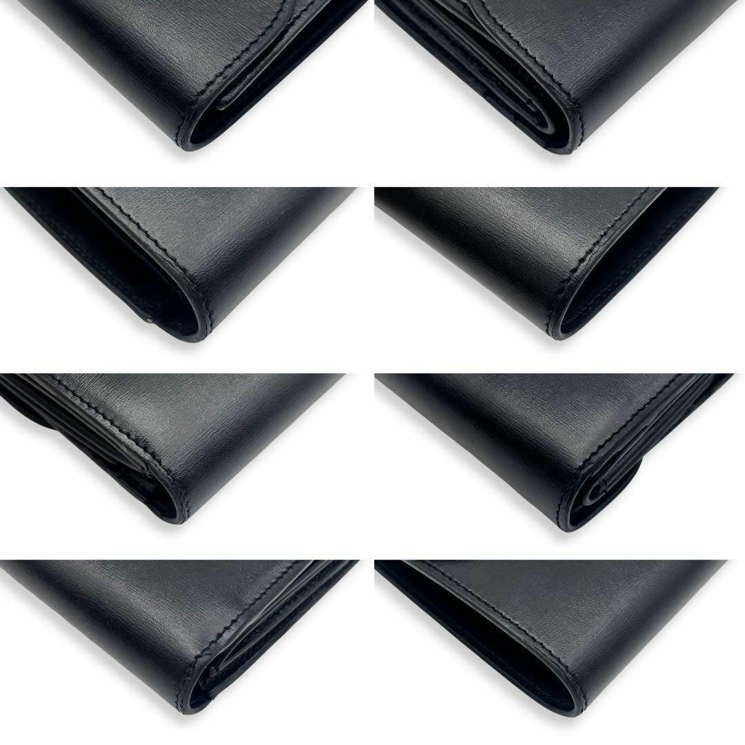 【美品】　セリーヌ　トリオンフ　レザー　コンパクト財布　折財布　ブラック　374