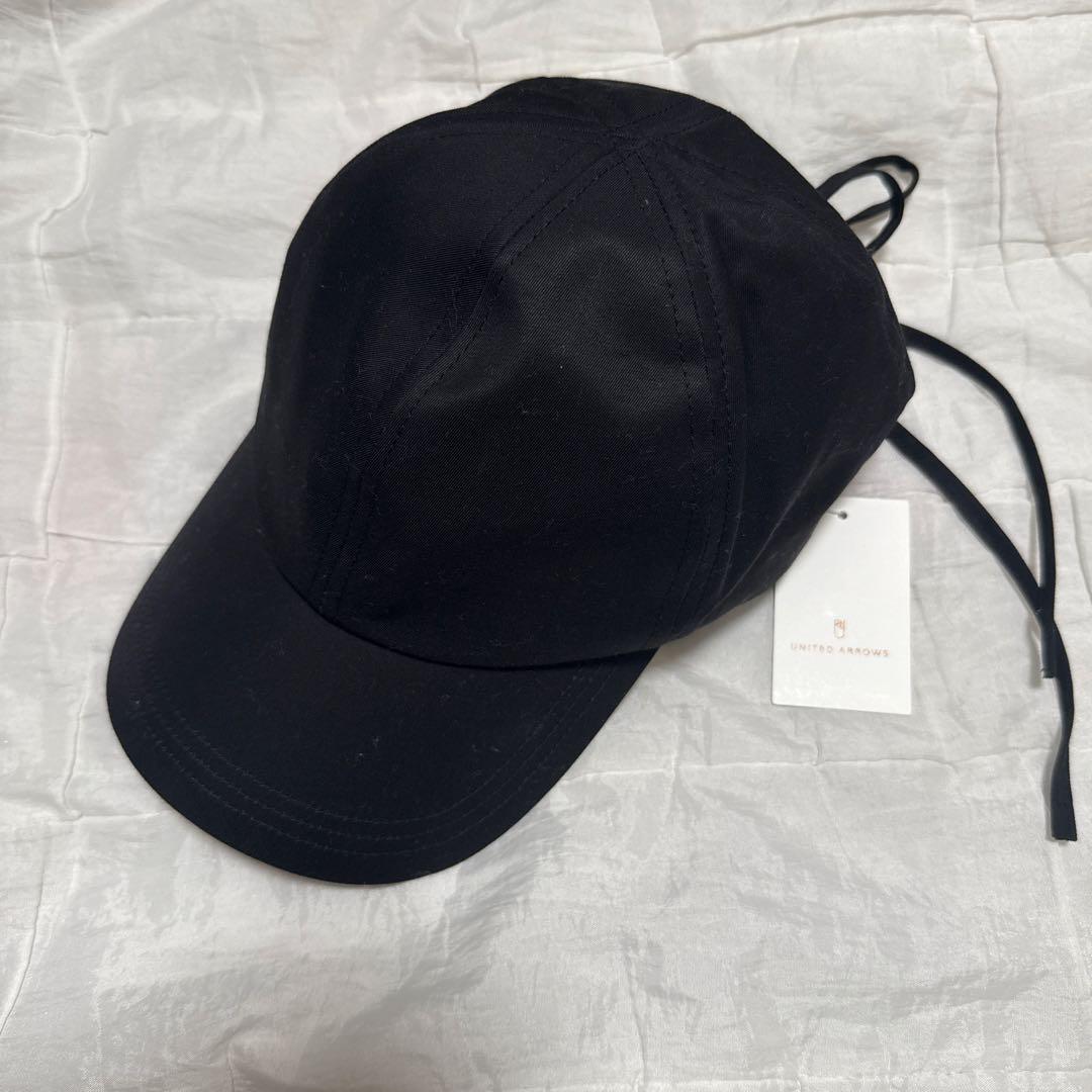 新品 ユナイテッドアローズ　バックリボン　キャップ　黒 帽子 UV
