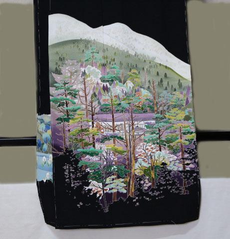 新品送料無料手描 黒留袖　正絹 本加賀友禅　稲手明仁 謹製「八甲田山」未仕立