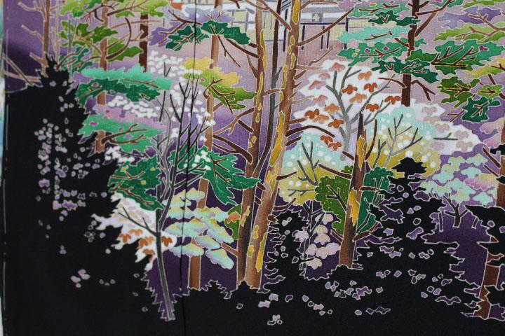 新品送料無料手描 黒留袖　正絹 本加賀友禅　稲手明仁 謹製「八甲田山」未仕立