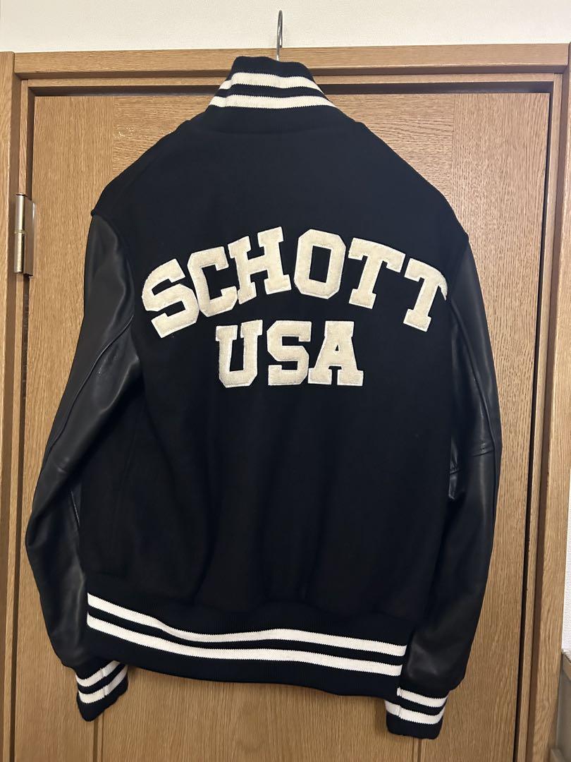 【希少】Schott 社製 スタジャン（ブラック Mサイズ36）