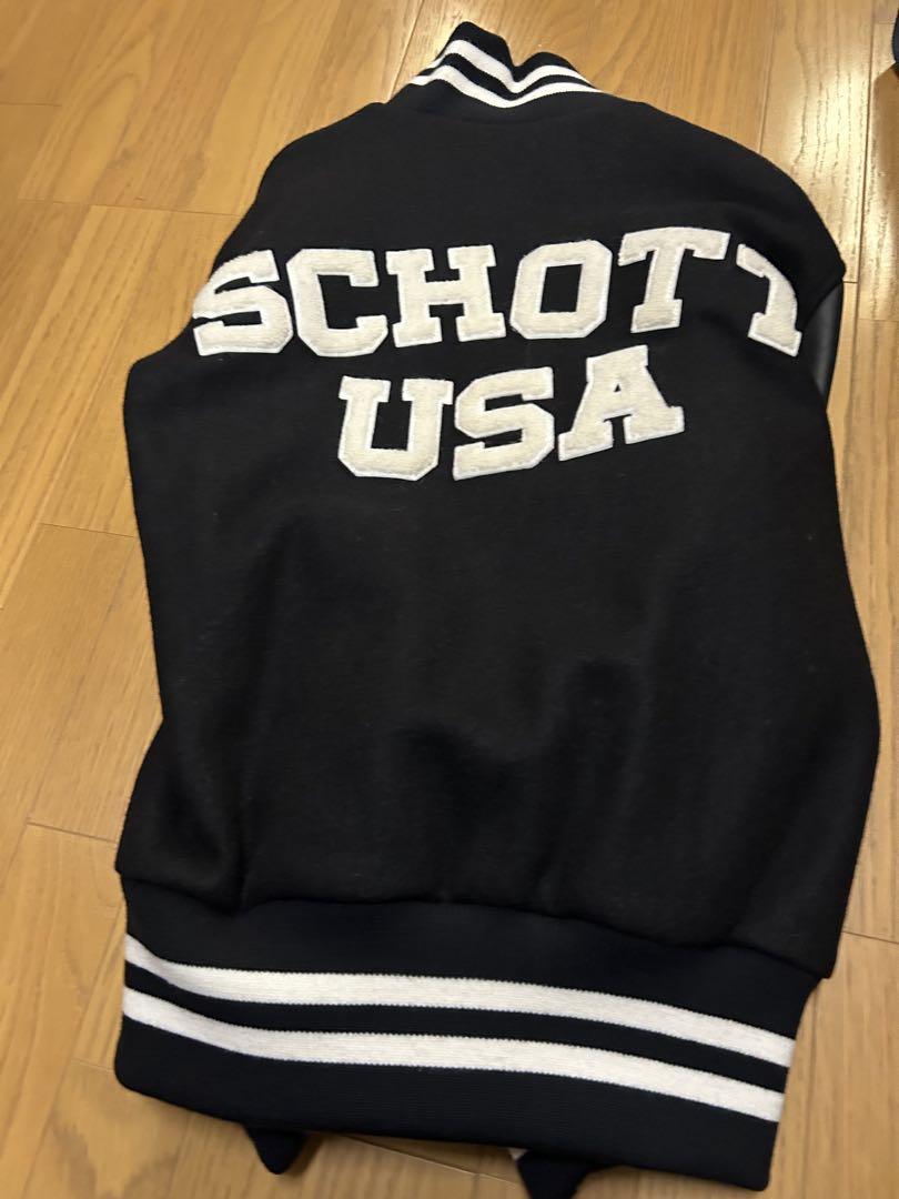 【希少】Schott 社製 スタジャン（ブラック Mサイズ36）