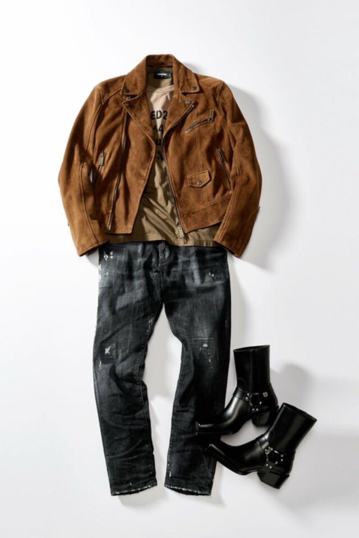 DSQUARED2スエード ライダースジャケット ブラウン48 DSQUARED2スエード ライダースジャケット ブラウン48