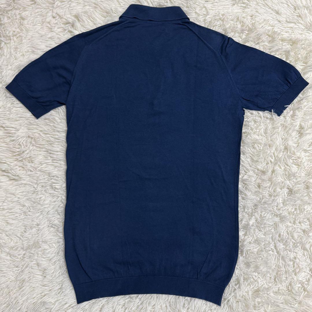 JOHN SMEDLEY /半袖ニット/sizeＳ/ネイビー ジョンスメドレー 半袖 ポロシャツ ニット ネイビー Sサイズ