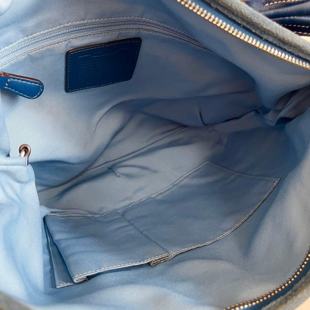 Coach Blue Suede Hobo Fringe Shoulder