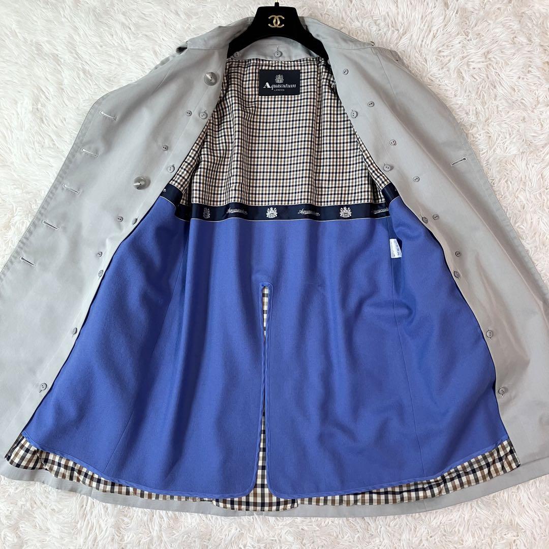 希少✨極美品✨アクアスキュータム トレンチコート ライナー チェック M ブルー