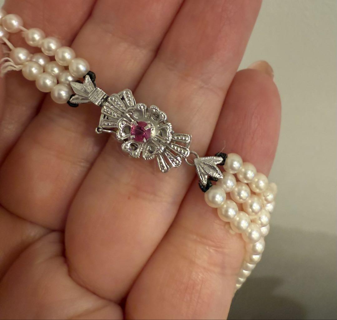 アコヤ真珠　パール　ネックレス　ロング　ルビー　WG14