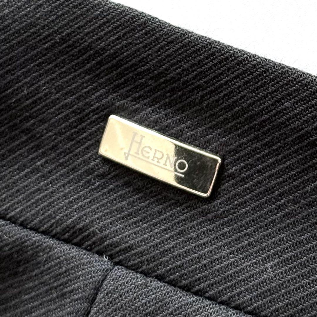 HERNO ヘルノ オフィサーカラーコート フレアスリーブ グログラン ブラック HERNO ヘルノ オフィサーカラーコート フレアスリーブ