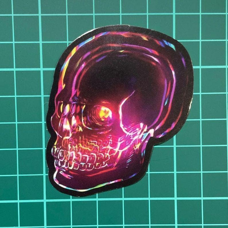 期間限定送料無料】 防水ステッカー ネオン電飾風 ドクロ スカル 骸骨