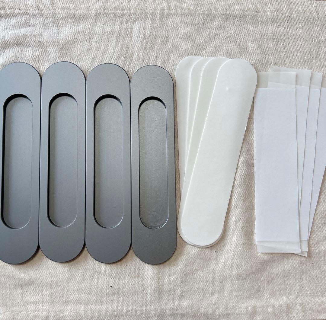 ☆楕円形パンチフリースライドドアプル グレー 4個セット 18cm ドアプル