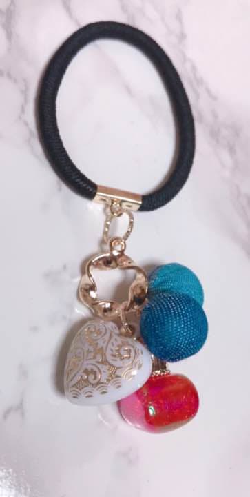 C-10 デニムボール ガラスクラック ヘアゴム