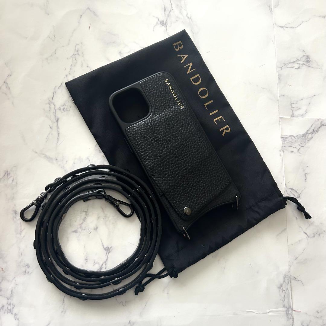 BANDOLIER iPhone14 黒 スマホケース ショルダーストラップ付き