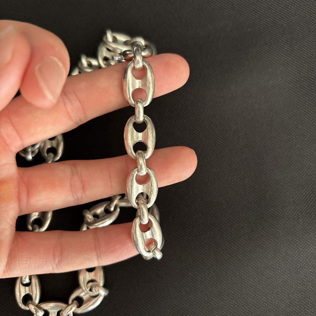 シルバー925 チェーン　ビンテージ　ネックレス　約55センチ　幅12mm