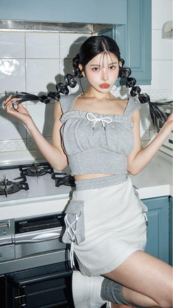 Darich コルセットフードスウェットトップス