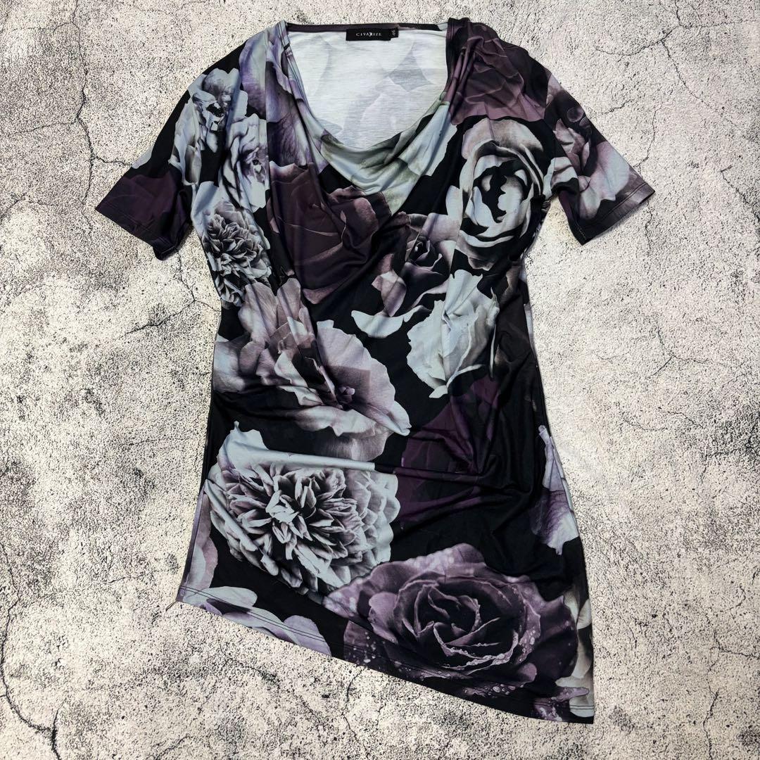 CIVARIZE ドレープロングカットソー　花柄　v系　ユニセックス