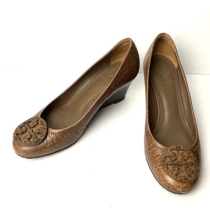 お得 大人気 TORY BURCH パンプス ウェッジソール シボ革 ビッグロゴ 69Xjx-m63796512047 豊富な即納
