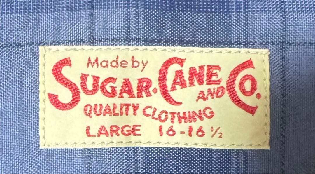 美品 SUGAR CANE コバートチェック オープンカラー レーヨンシャツ L