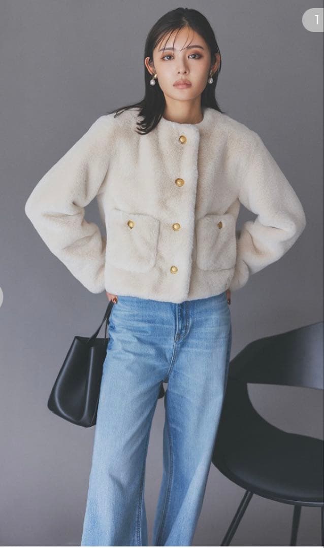 MilaOwen＊金釦クロップドファージャケット 美品