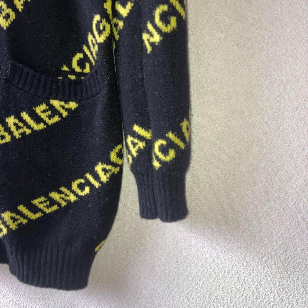 バレンシアガ　BALENCIAGA 総柄ロゴ　ブラック　イエロー　XS