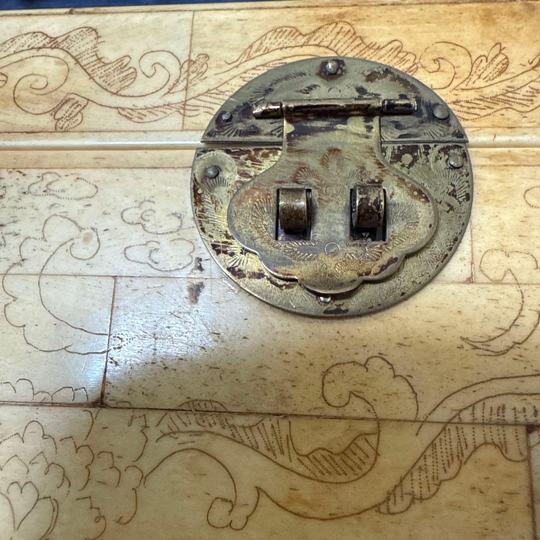 骨製雕刻箱 古美術やや傷や汚れあり