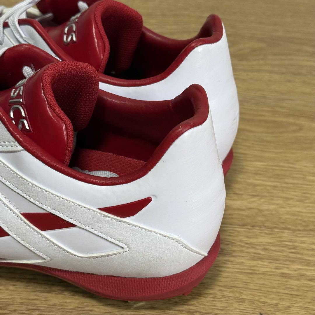 29cm アシックス asics 野球スパイク 金属 ホワイト/レッド