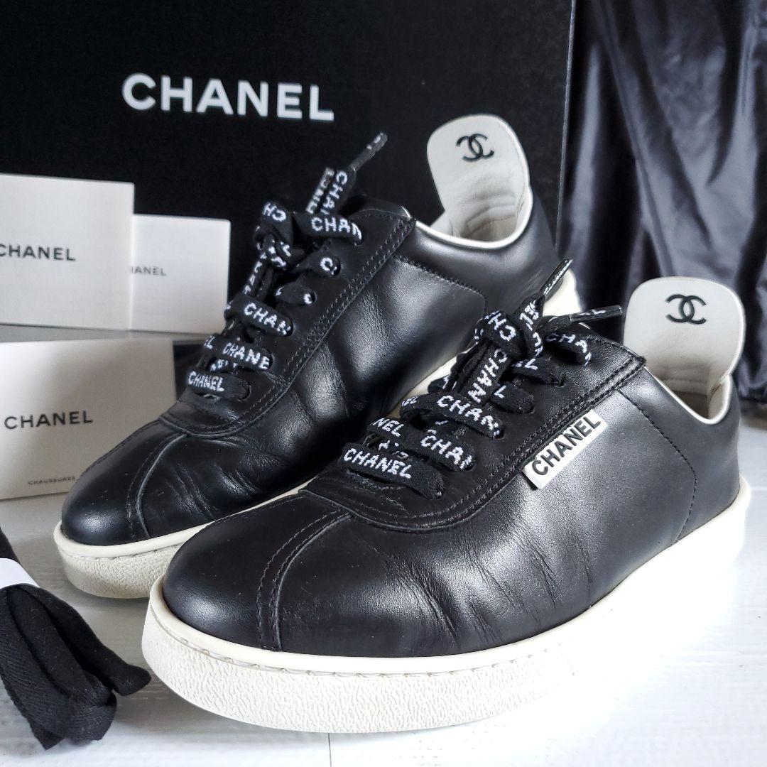 gem 箱付 正規品 CHANEL ココマーク スニーカー ブラック 黒