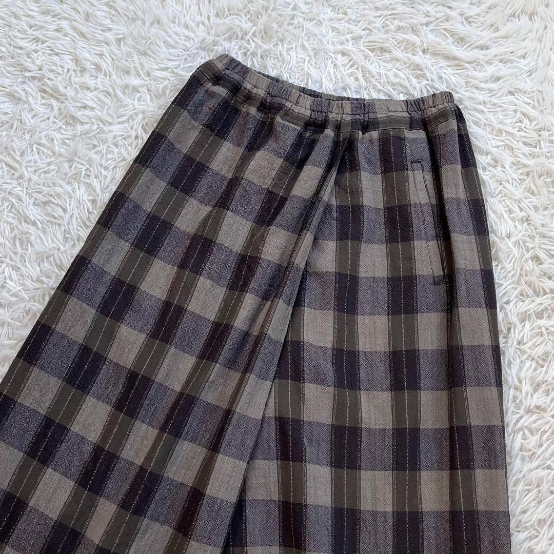 【美品・イッセイミヤケ期】プランテーション　ラップ ワイド パンツ　チェック柄
