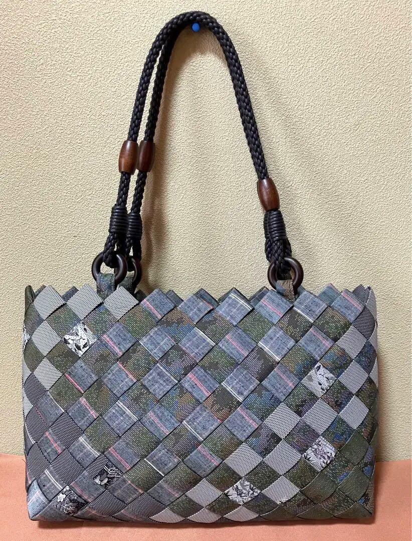最新デザインの パッチワーク 大島紬 手提げバッグ トートバッグ ハンドメイド その他