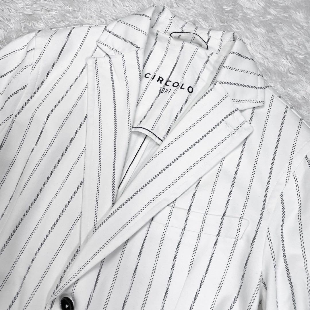 ✨️美品✨️チルコロ1901 ジャージーストレッチ ストライプジャケット　48
