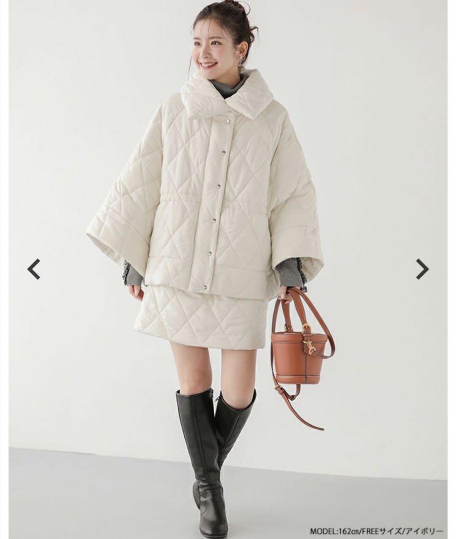 【Fit more】中綿キルティングポンチョ【新品・未使用】