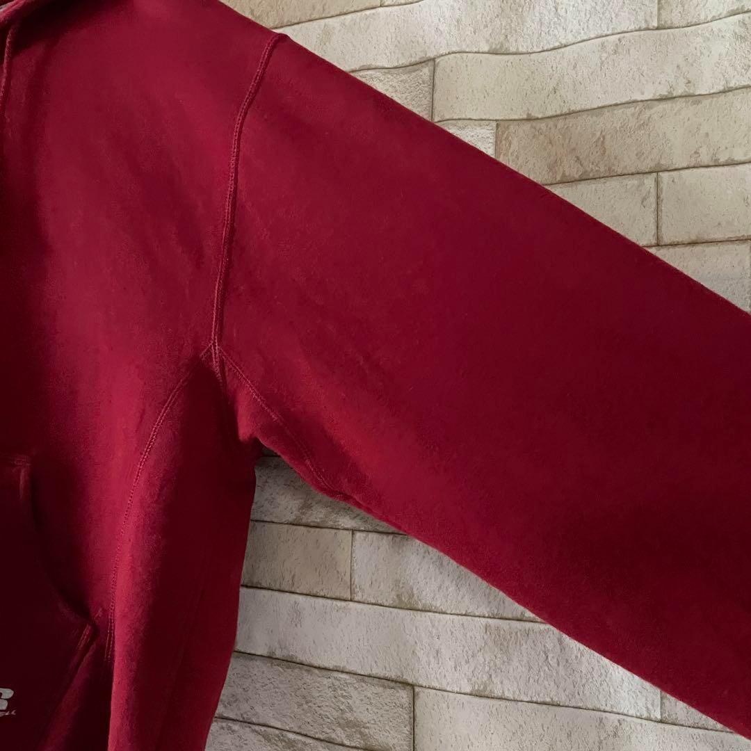 ラッセル ジップパーカー 刺繍 裏起毛 ボルドー M