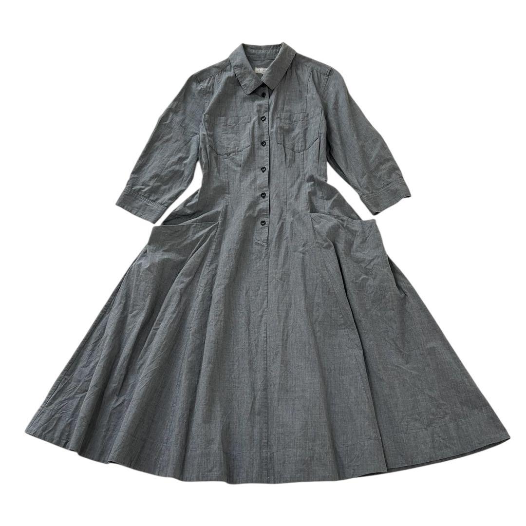 卸し売り購入 マーガレットハウエル ロングシャツワンピース 綿100 フレア ワンピース