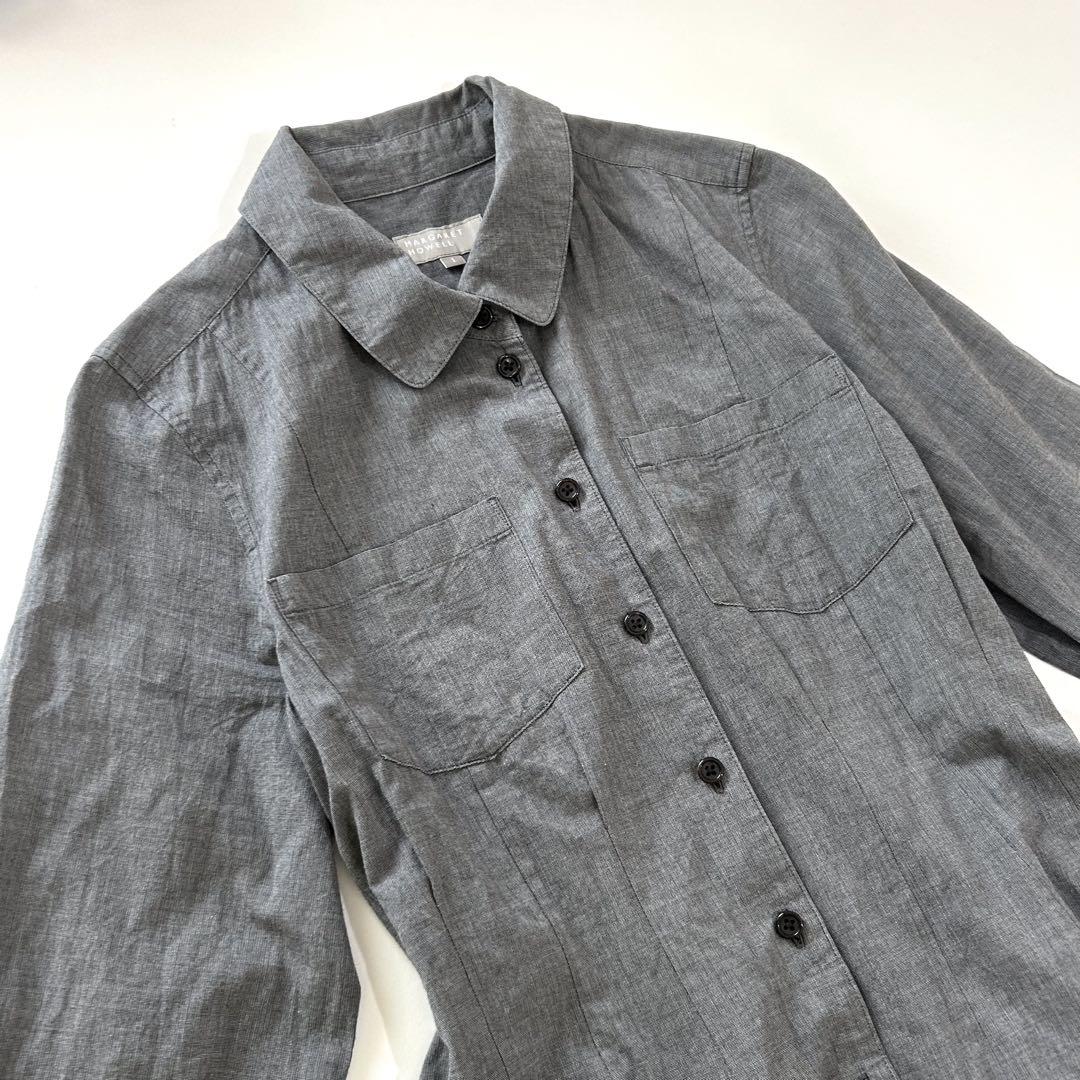 マーガレットハウエル ロングシャツワンピース フレア 綿100