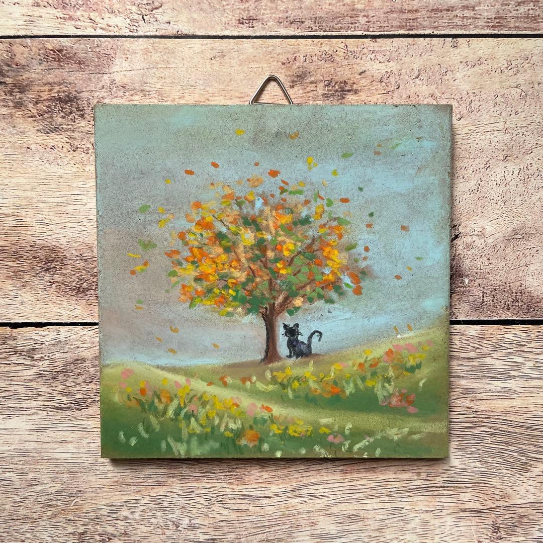 オイルパステル画　キンモクセイの咲く頃　ご予約品