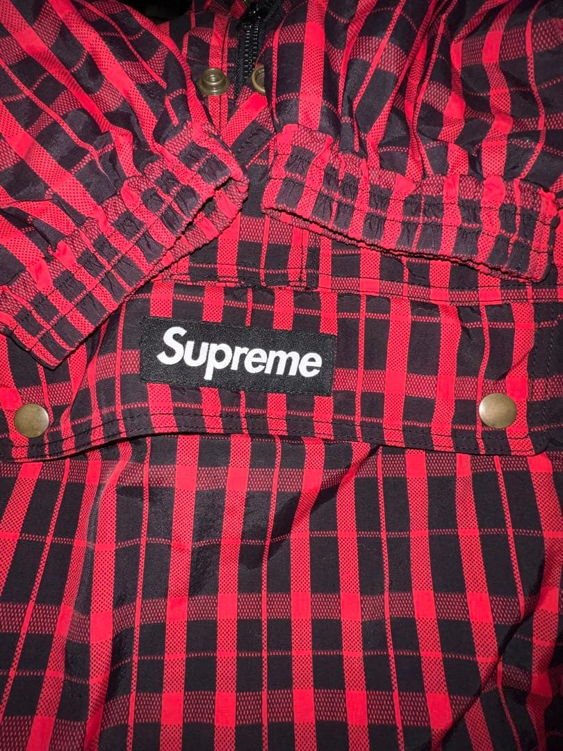 SUPREME 18FW Nylon plaid pullover ジャケット