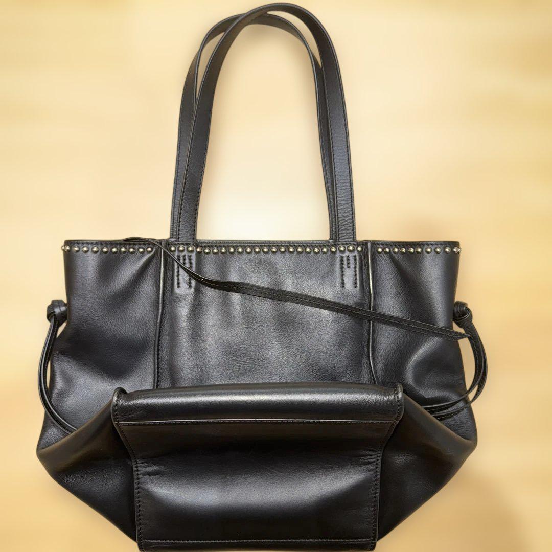 J & M DAVIDSON ブラックレザートートバッグ