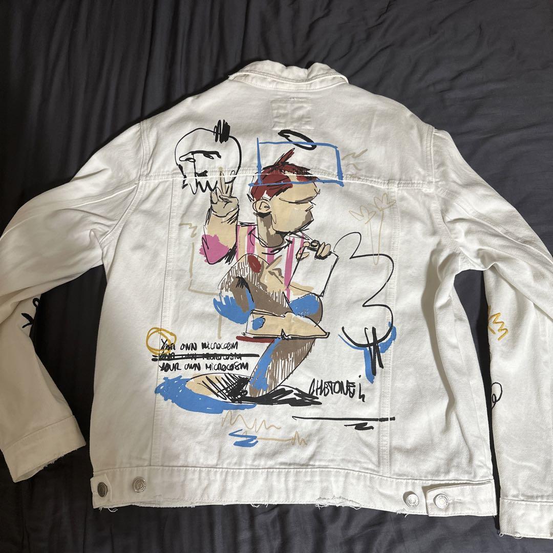 ZARA デニムジャケット グラフィックプリント 新品タグ付き 希少】ZARAデニムジャケット グラフィックプリント デニム