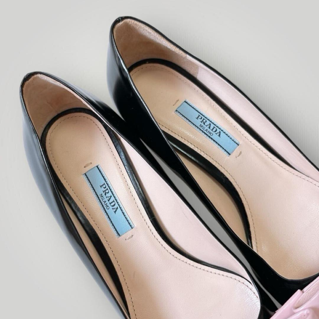 PRADA プラダ リボンパンプス 37 24㎝　ピンクベージュ 未使用品］PRADA プラダ レザーパンプス ピンクリボン 36
