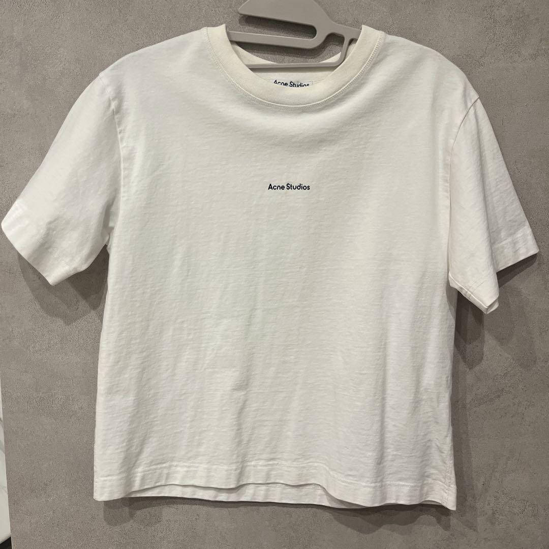Acne studiosロゴ Tシャツ ホワイト オーバーサイズ XSサイズ