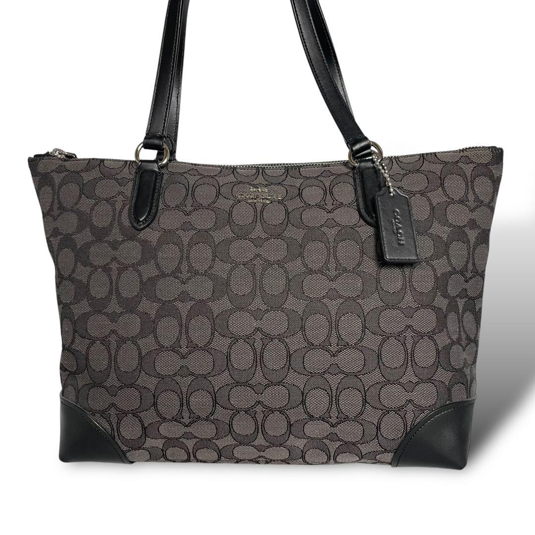 ファッション姫 通販 極美品 COACH シグネチャー ハンドバッグ グレー ブラック 492 バッグ