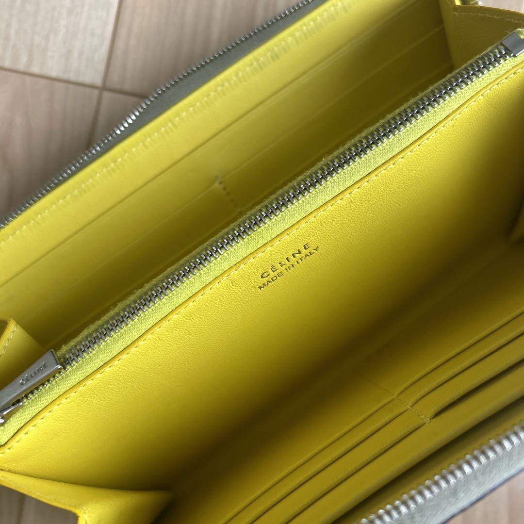 セリーヌ ラージ ジップ ウォレット ラウンドファスナー 長財布 グレージュ