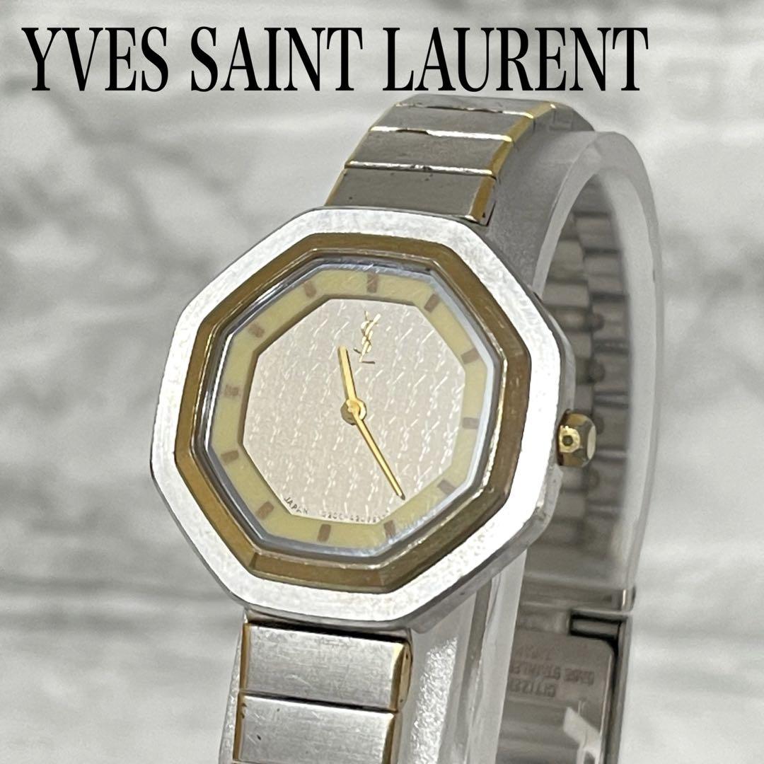 稼動品 希少 イヴサンローラン YSL シャドーロゴ文字盤 腕時計 オクタゴン