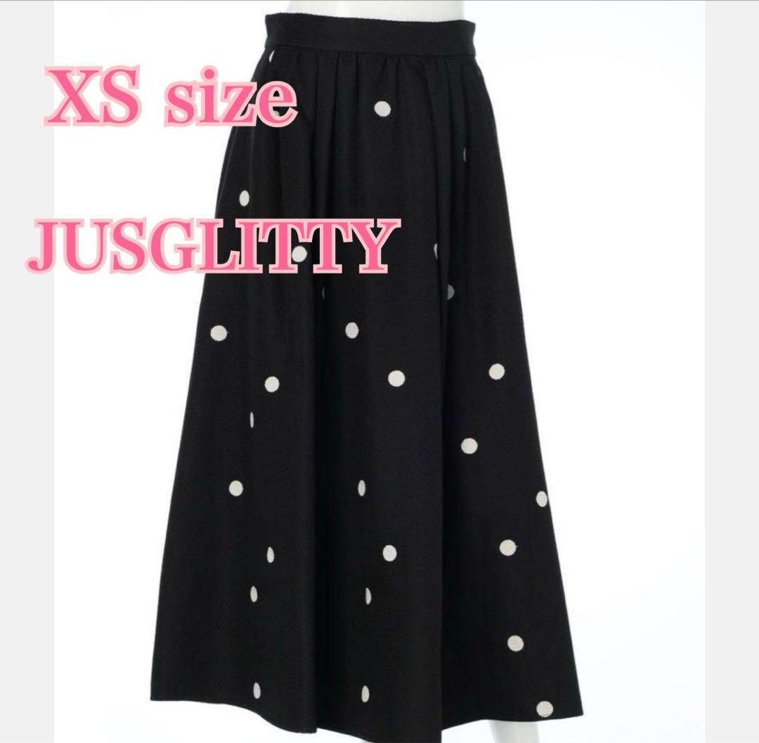JUSGLITTY♡ ドット柄刺繍タックスカート サイズ0 黒