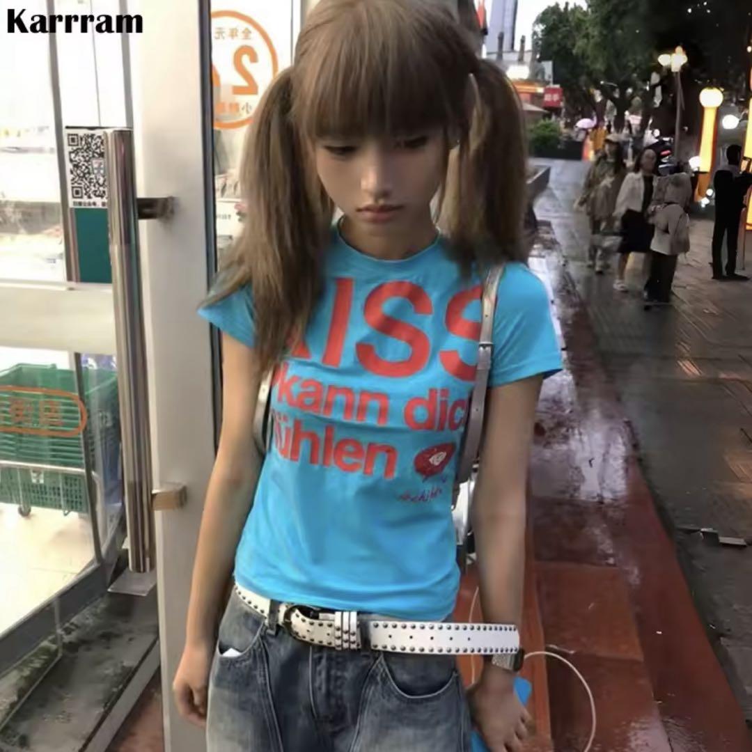 新品】y2k 平成ギャル グランジ Tシャツ トップス 英字ロゴ ピチ