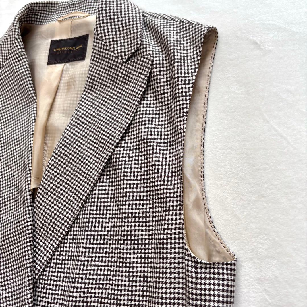 極美品☆トゥモローランド　23SS ギンガムチェック セットアップ　ジレ　パンツ