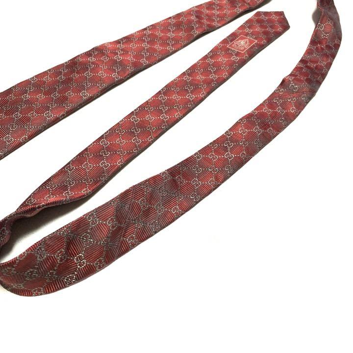 ネクタイで 美品 ネクタイ レッド 赤色 モノグラム MQhnI-m63831473718 グッチ GGキャンバス 総柄 パーティー